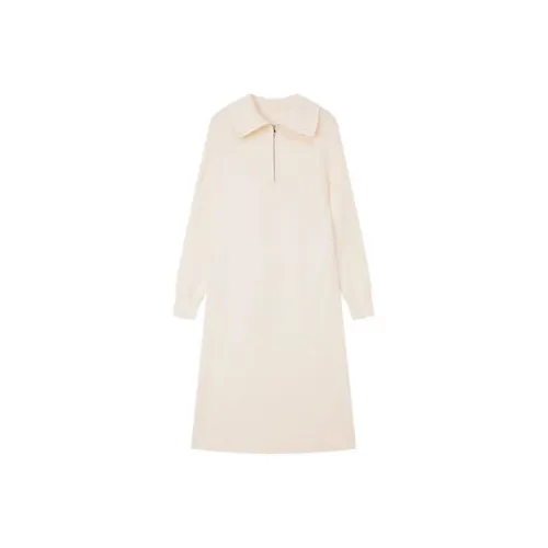 Pit Длинное платье с длинными рукавами женское цвет экрю