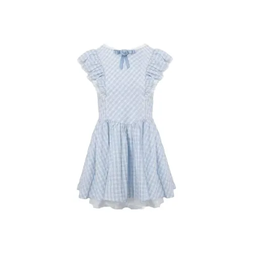 PLAY BUSH Короткий рукав Платье Женское Синее