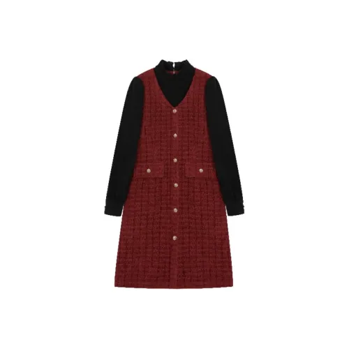 XWI Длинное платье с длинным рукавом женское красное