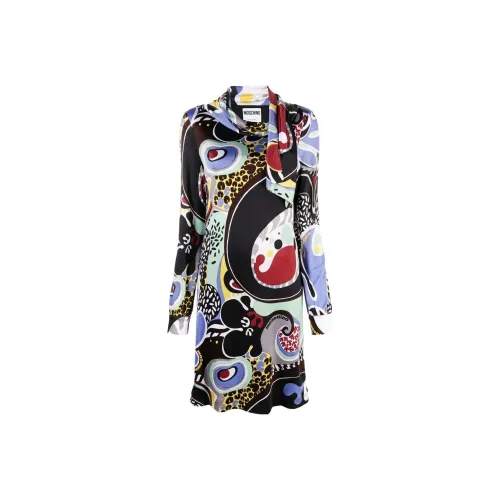 MOSCHINO Черное Женское Длинное Платье с Рукавами