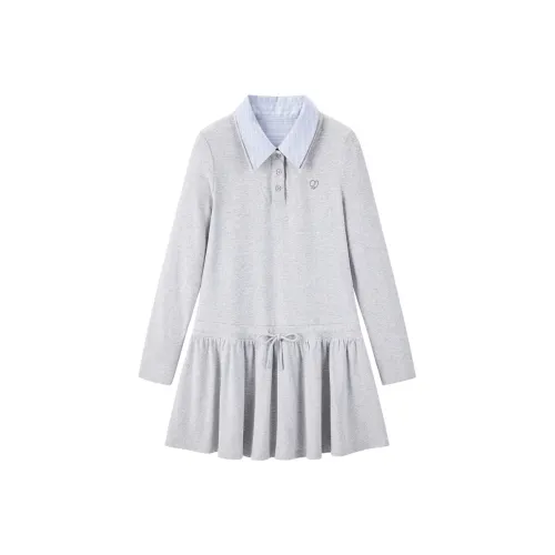 LEDIN Длинное платье с длинными рукавами женское лунный камень серый