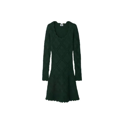 Burberry Длинное платье с длинными рукавами женское виноградный зеленый
