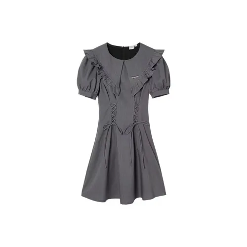 SECFLY OFFICIAL Короткий рукав Платье Женское Серое