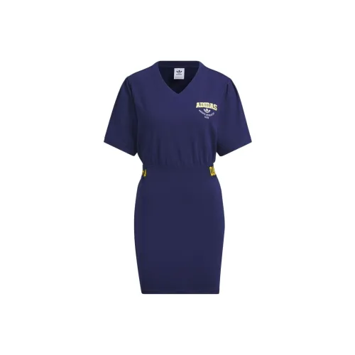 Adidas Originals Короткий рукав Платье Женское Синий