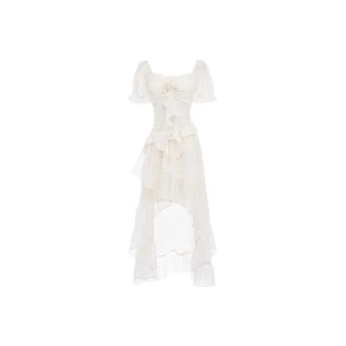 ABBY GODDESS Короткое платье с короткими рукавами женское белое