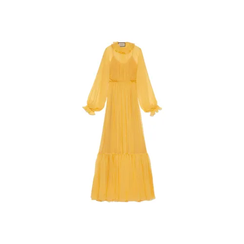 GUCCI Длинное платье с длинными рукавами женское желтое