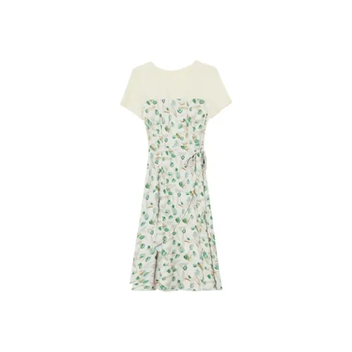 PLANE DRIFT Короткий рукав Платье Женское Зеленый Тюльпан