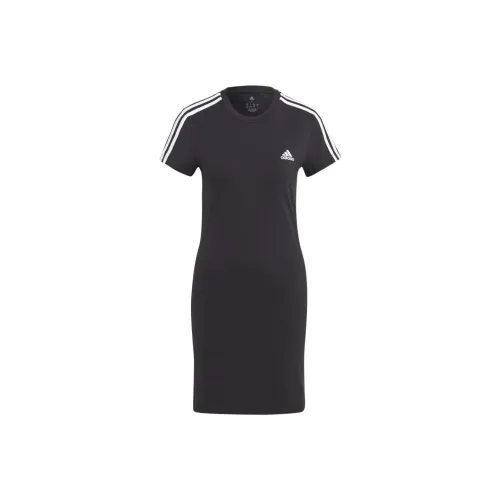 Adidas W 3S Форма T DR Короткий рукав Платье Женское Черное