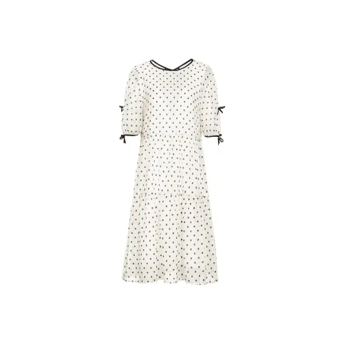 MeetMetro Короткий рукав Платье Женское Белое