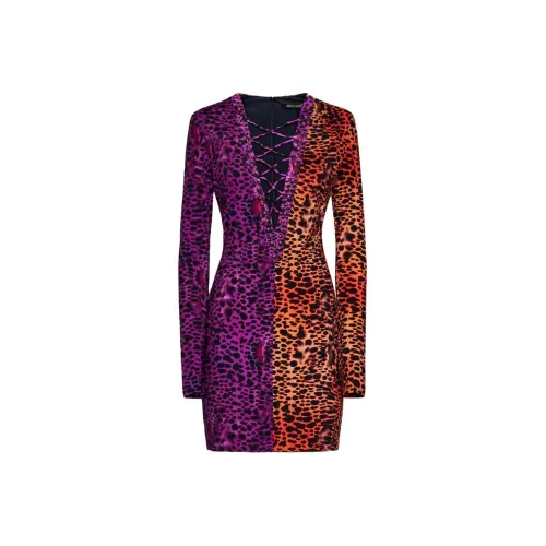 ROBERTO CAVALLI Пурпурно-оранжевый Женские Длинные Платья с Рукавами