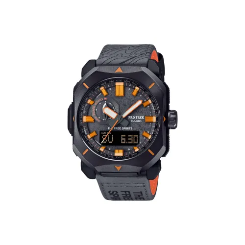 CASIO PRW 6900 Collection Солнечный Кварцевый механизм Кожаный ремешок Часы Мужские Черный циферблат