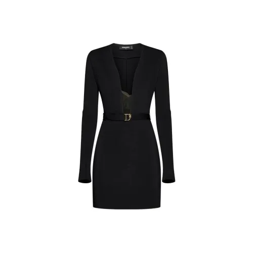 DSQUARED 2 Длинное платье с длинными рукавами женское черное