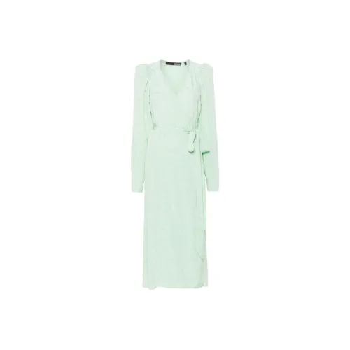 Rotate Длинное платье с длинными рукавами женское неоновый зеленый