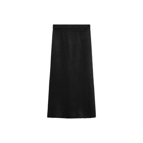 Massimo Dutti KNIT Длинная Юбка Женская Черная
