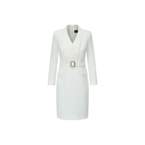 ONE SHALLOW Длинный рукав Платье Женское Белое