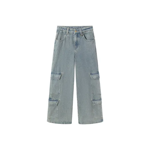 Ouyang Джинсы Женские Винтаж Синий