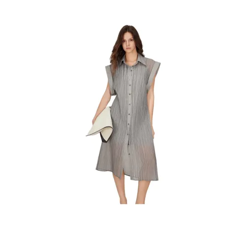 ELLE Без рукавов Платье Женское Средне-серого цвета