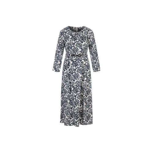 'S MAX MARA Длинное платье с длинными рукавами женское синее