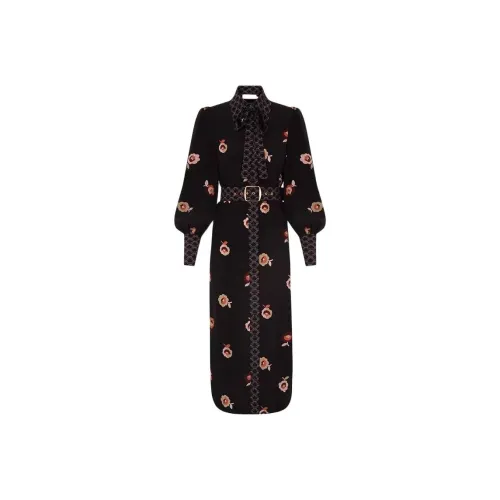 Zimmermann FW24 Длинное платье с длинными рукавами женское черное