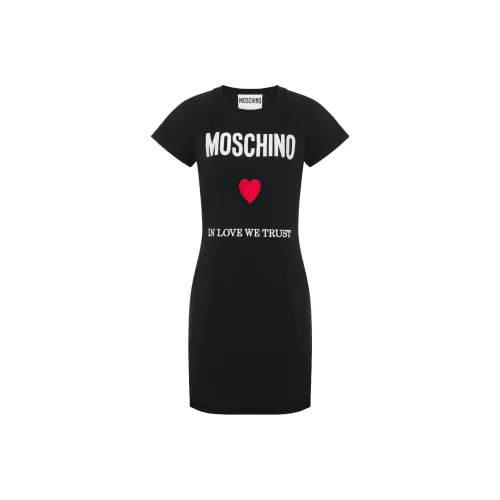 MOSCHINO Черное Женское Короткое Платье с Рукавами