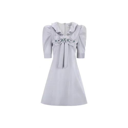 AIVEI Светло-серый Женские Короткие Платья с Рукавами