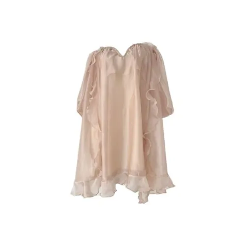 SISC Короткий рукав Платье Женское Шампанское