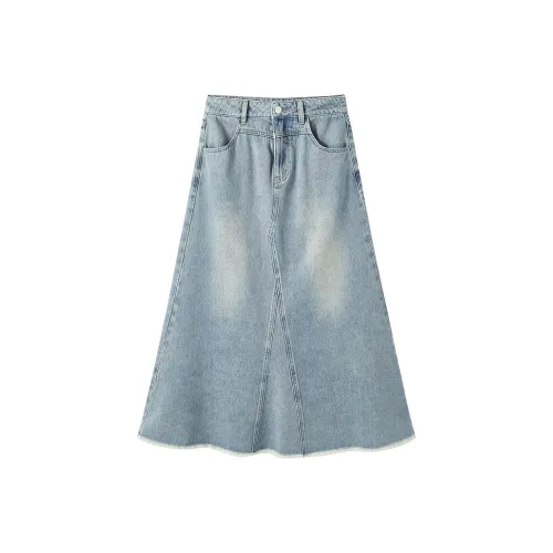 XIANGYING Деним Длинная Юбка Женская Синяя