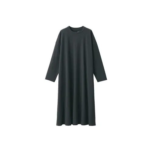 Muji Женские Длинные Платья с Рукавами