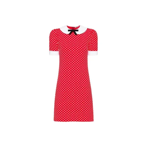 MIU MIU Короткий рукав Платье Женское Красное