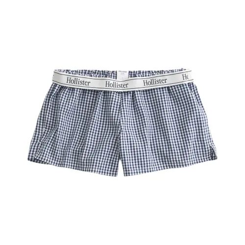 Hollister Морской синий Клетчатый Женские Повседневные шорты