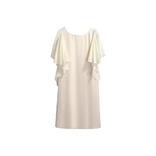 Silky Queen Короткий рукав Платье Женское Абрикосовое