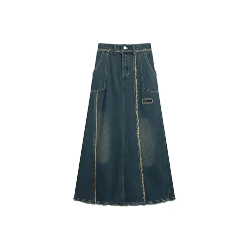 AHDO Denim Длинная Юбка Женская Синяя