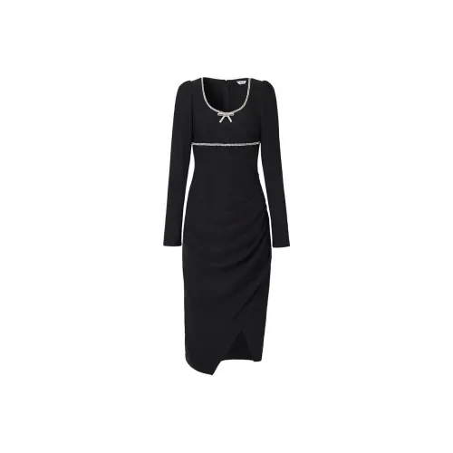 TAMMY TANGS Длинное платье с длинными рукавами женское черное
