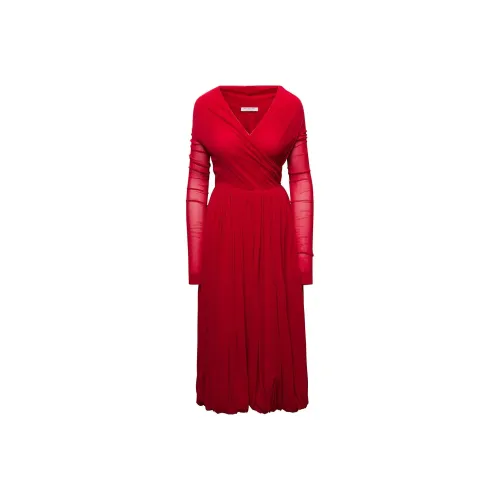 PHILOSOPHY DI LORENZO SERAFINI Red Женские Длинные Платья с Рукавами