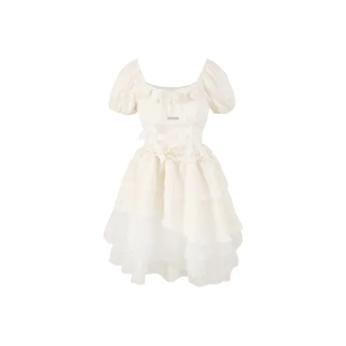 Бренд Cotton Shopping Короткий рукав Платье Женское Абрикос