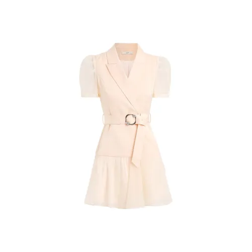 AUI Короткий рукав Платье Женское Абрикос