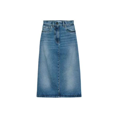 PRADA Denim Long Skirt Women's Blue