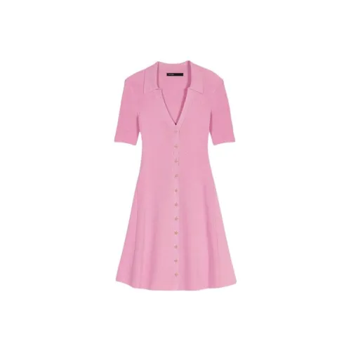 Maje Короткий рукав Платье Женское Светлый персиковый Красный