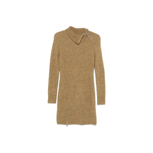 ISABEL MARANT ETOILE FW24 Длинное платье с длинными рукавами женское охровый желтый