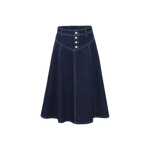 NAVIGARE Деним Длинная Юбка Женская Морской Синий