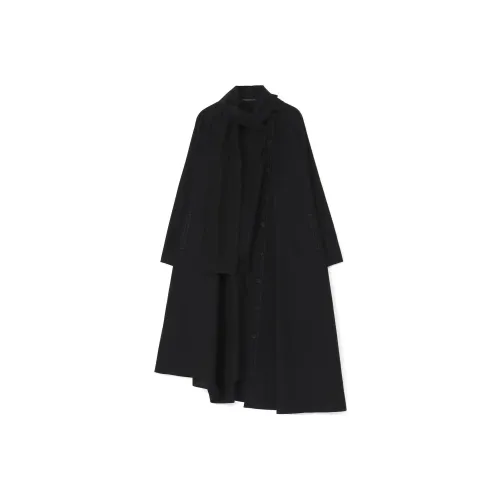 Yohji Yamamoto Черные Женские Длинные Платья с Длинными Рукавами
