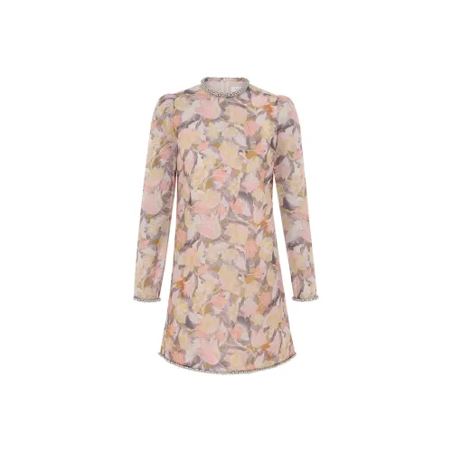 Zimmermann Длинное платье с длинными рукавами женское розовое