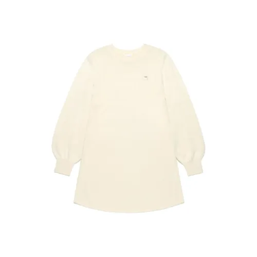 Lee Длинный рукав Платье Женское Бежевый