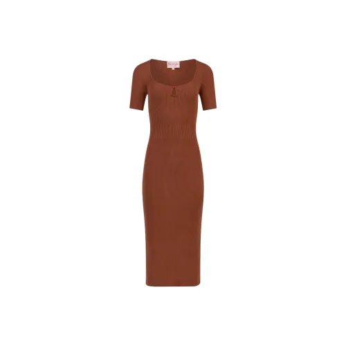 Rouje LORETTE Платье Короткое с Длинными Рукавами Женское Фундуковый