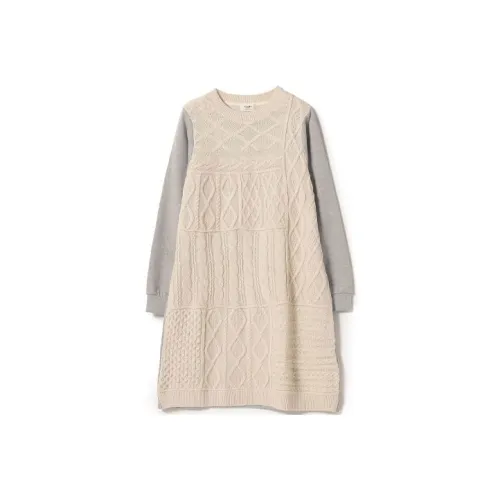 Beams Сливочный Женские Длинные Платья с Рукавами