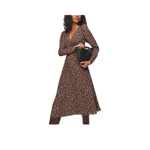 Reformation Liara Платье Длинное с длинными рукавами Женское Черное Noir