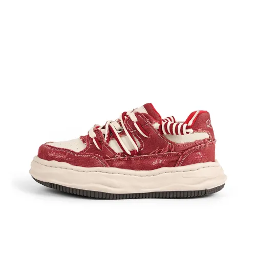 Mo Xu Slip-Resistant Увеличение Высоты Низкие Кроссовки для Скейтбординга Унисекс Красный