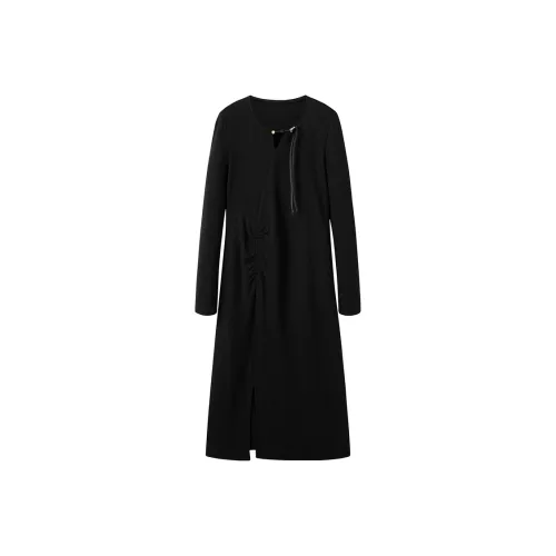 PEACEBIRD Длинное платье с длинным рукавом женское черное