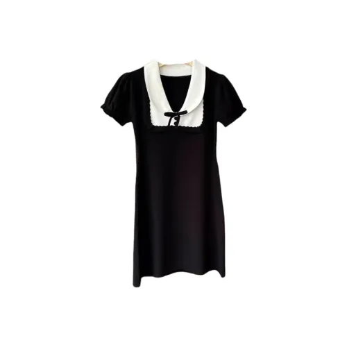 KEAB Короткий рукав Платье Женское Черное
