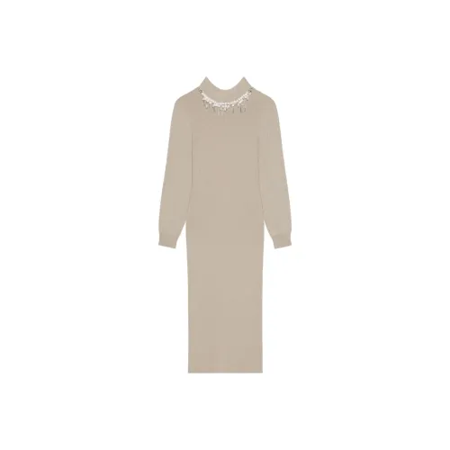 GIVENCHY FW24 Длинное платье с длинными рукавами женское натуральный бежевый